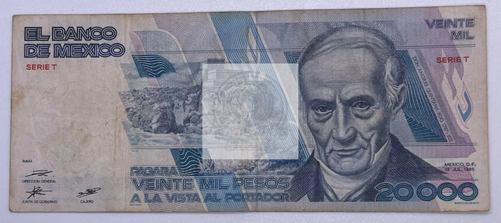 MEXICO 1989 20,000 PESOS - P#92B, Used Banknote - Cool Coins & Notes