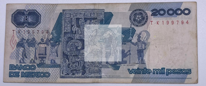 MEXICO 1989 20,000 PESOS - P#92B, Used Banknote - Cool Coins & Notes