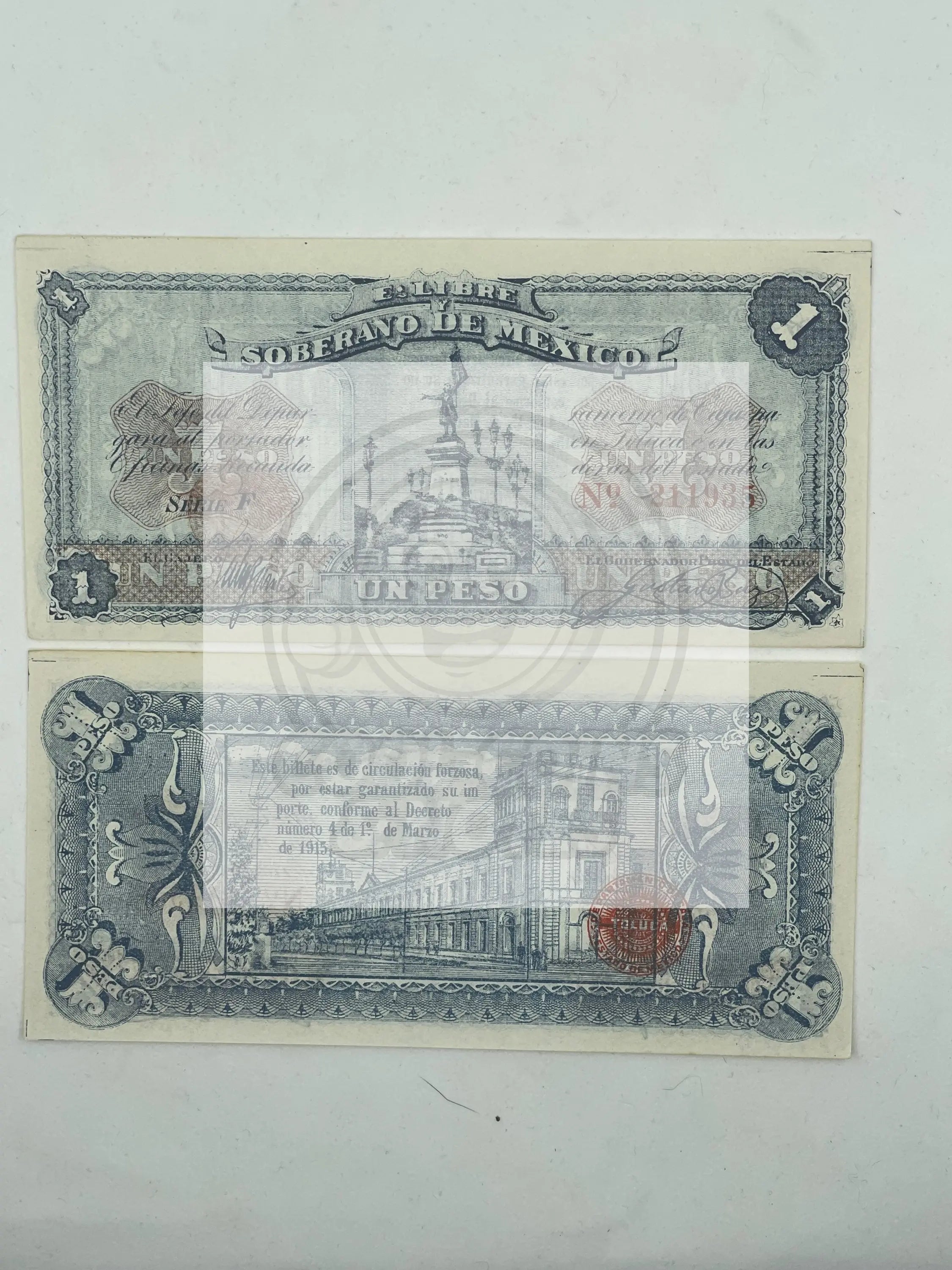 MEXICO / EL LIBRE SOBERANO DE MEXICO ( SATATE OF ) 1 PESO 1915 PIC S881 UNC - Cool Coins & Notes