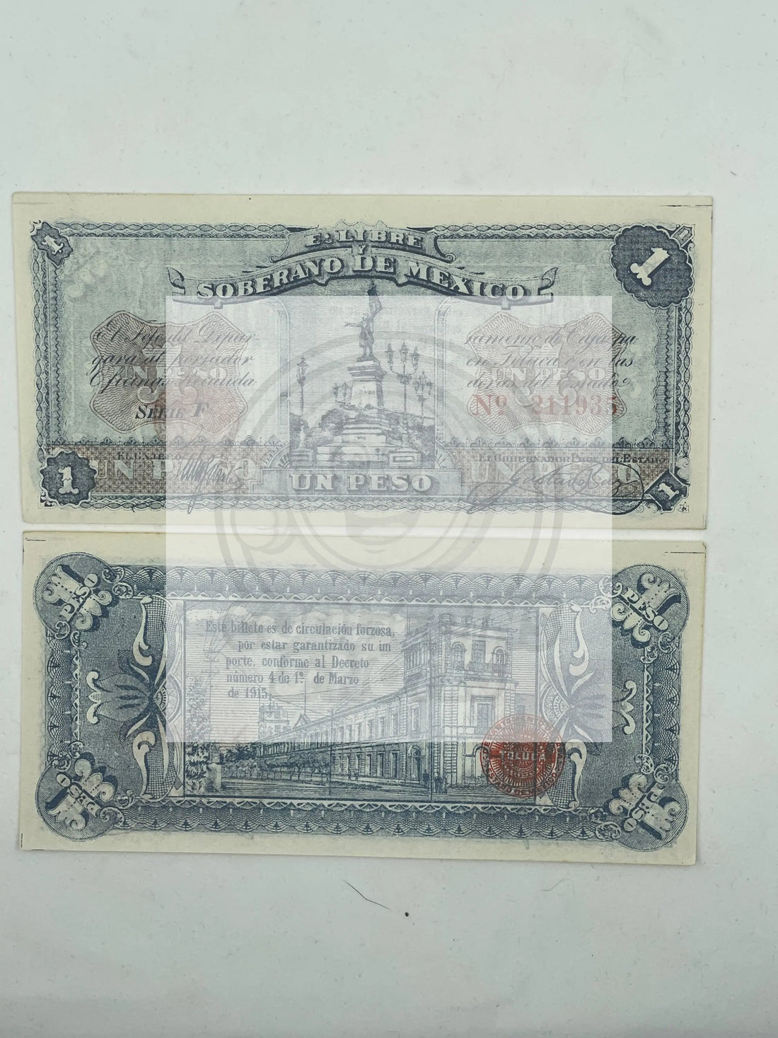 MEXICO / EL LIBRE SOBERANO DE MEXICO ( SATATE OF ) 1 PESO 1915 PIC S881 UNC - Cool Coins & Notes