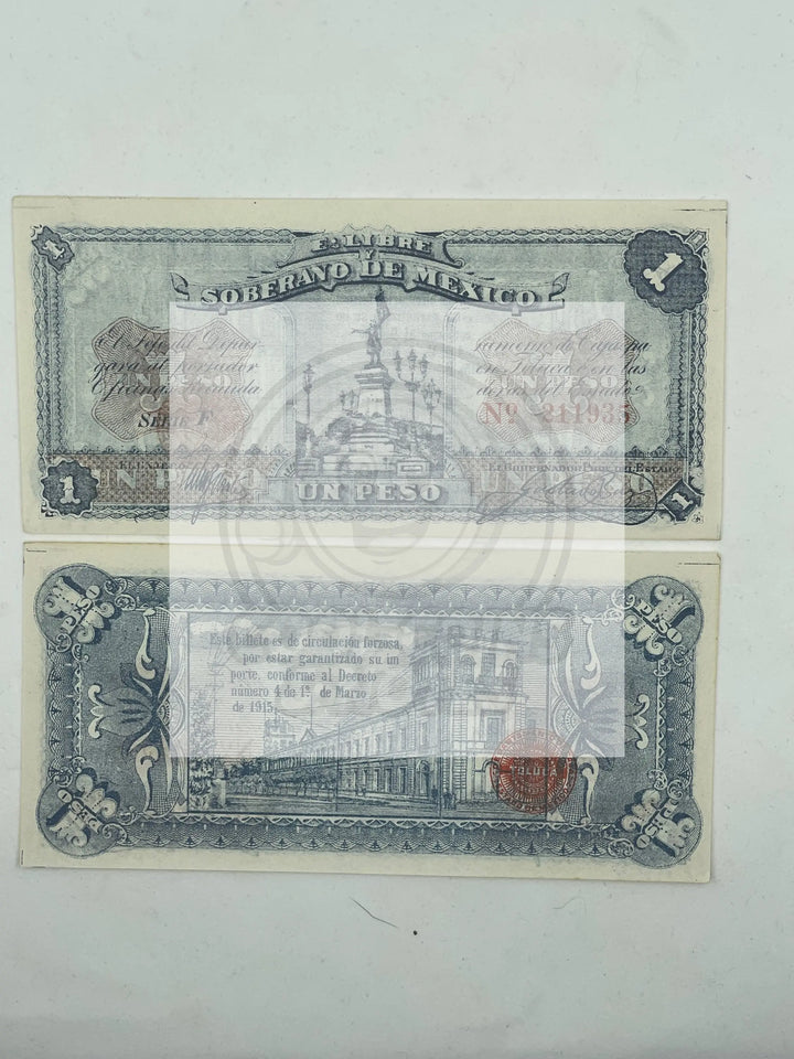 MEXICO / EL LIBRE SOBERANO DE MEXICO ( SATATE OF ) 1 PESO 1915 PIC S881 UNC - Cool Coins & Notes