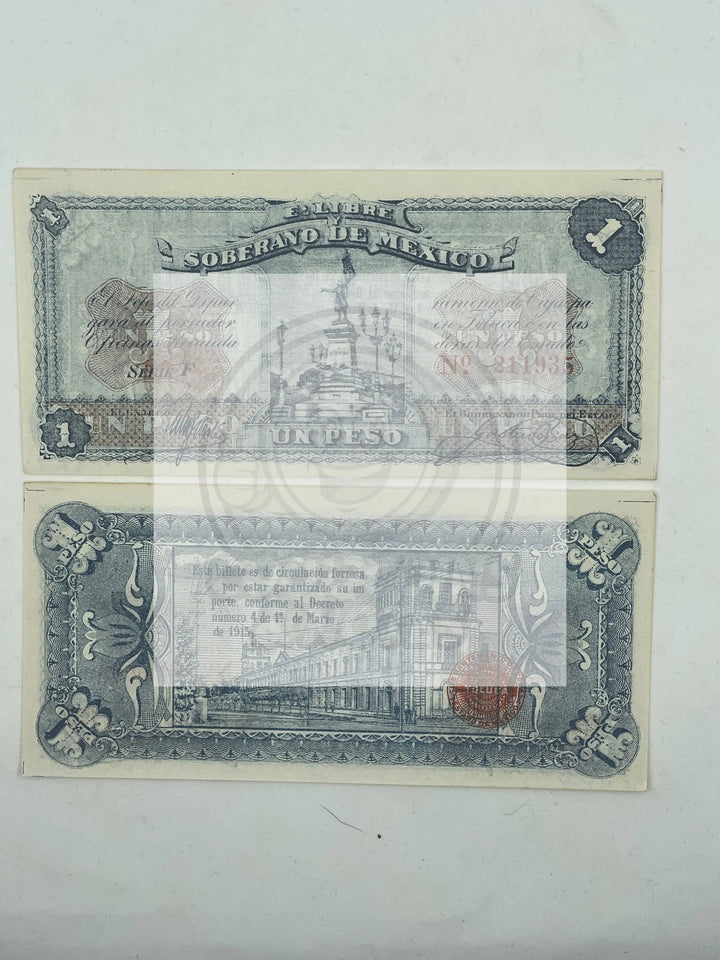 MEXICO / EL LIBRE SOBERANO DE MEXICO ( SATATE OF ) 1 PESO 1915 PIC S881 UNC - Cool Coins & Notes
