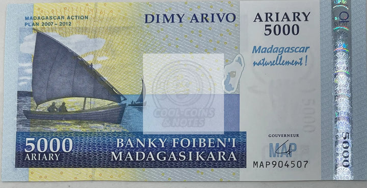 Madagascar 2008 5000 Ariary P-94a UNC, World Banknote Currency - Cool Coins & Notes