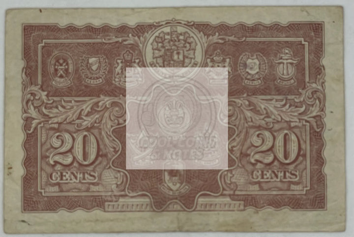 Malaya 1941 20 Cents P9 King George WW2 TDLR, Used World Banknote - Cool Coins & Notes