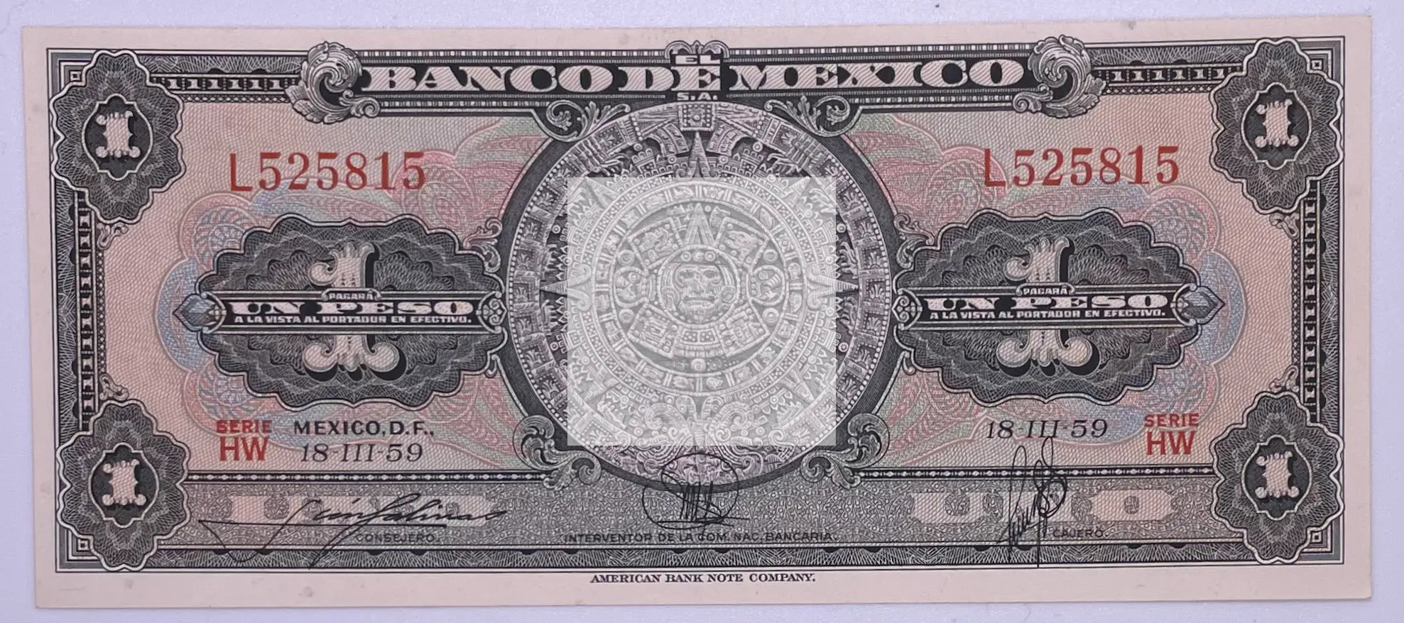 Mexico 1 Peso 1959 P-59 UNC - Cool Coins & Notes
