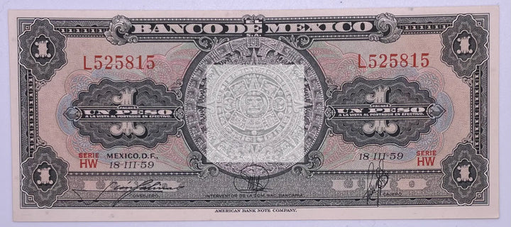 Mexico 1 Peso 1959 P-59 UNC - Cool Coins & Notes