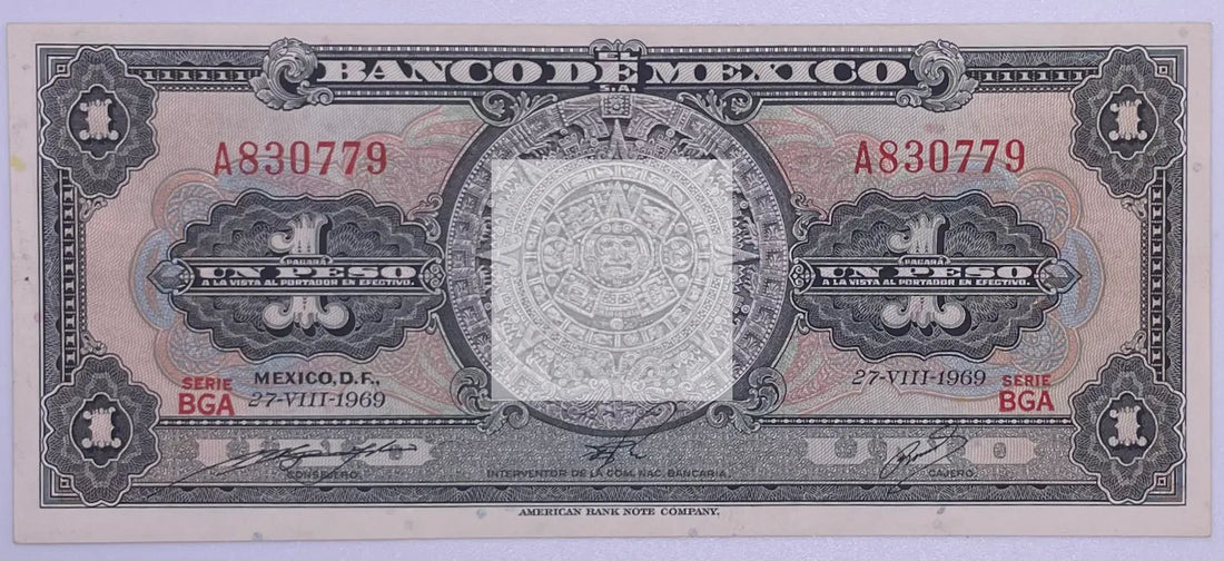 Mexico 1 Peso, 1969, P-59k.1, UNC, Series BGA, World Banknote - Cool Coins & Notes