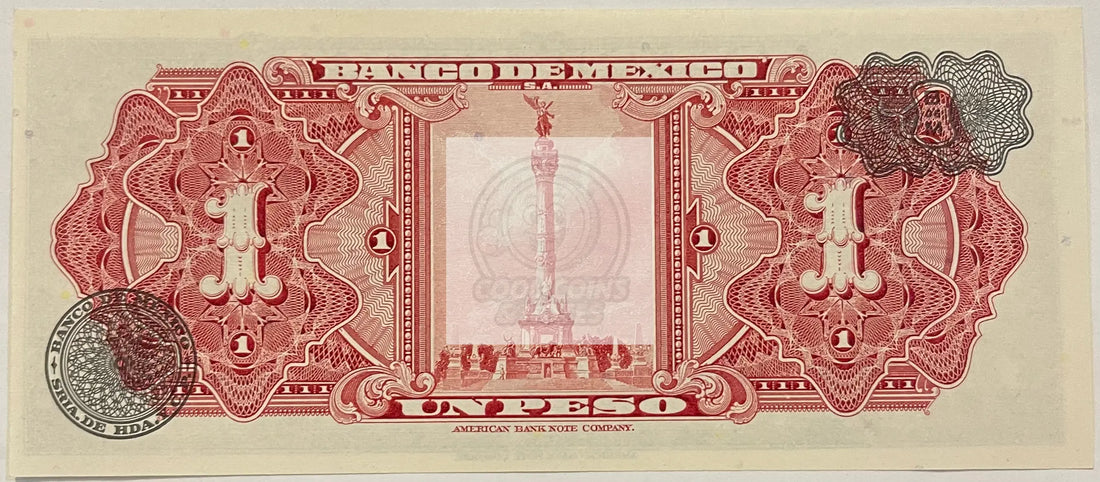Mexico 1 Pesos 1970  P-59l.2 UNC Series BIP, World Banknote - Cool Coins & Notes