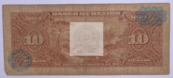 Mexico 10 Pesos 1963  P-58j, Used Banknote - Cool Coins & Notes