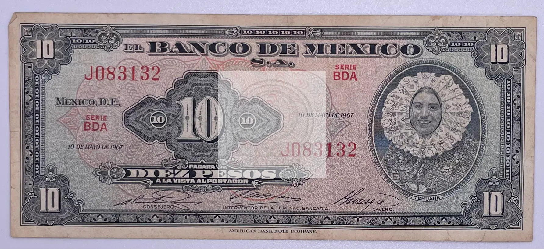 Mexico 10 Pesos 1967 P-58l, Used Banknote - Cool Coins & Notes