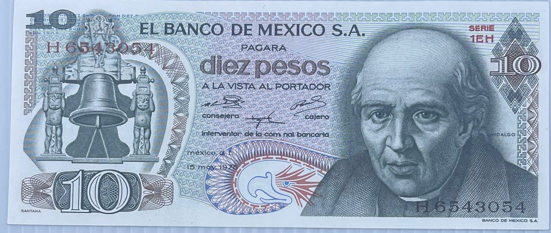 Mexico 10 Pesos 1975 P63h UNC - Cool Coins & Notes