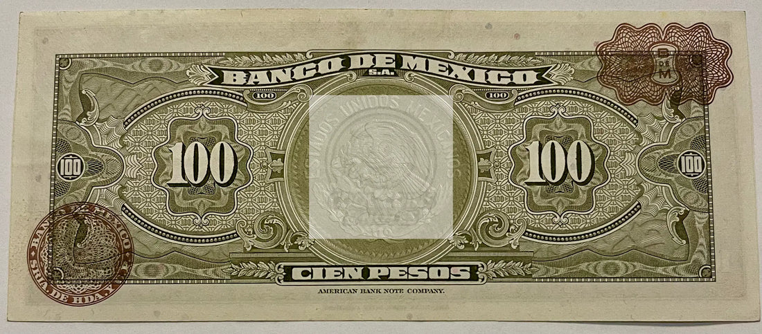 Mexico 100 Pesos, 1965 P-61c Serie BCB AU, World Banknote - Cool Coins & Notes