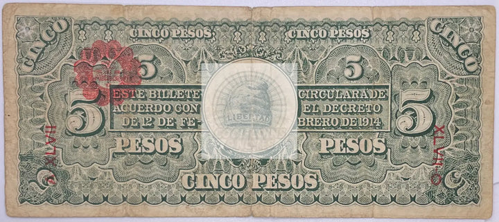 Mexico 1914 5 Pesos Ejercito Constitucionalista, S-524 Banknote - Cool Coins & Notes