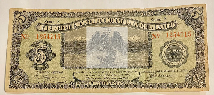 Mexico 1914 5 Pesos, P-S524 Ejercito Constitucionalist De Mexico - Cool Coins & Notes