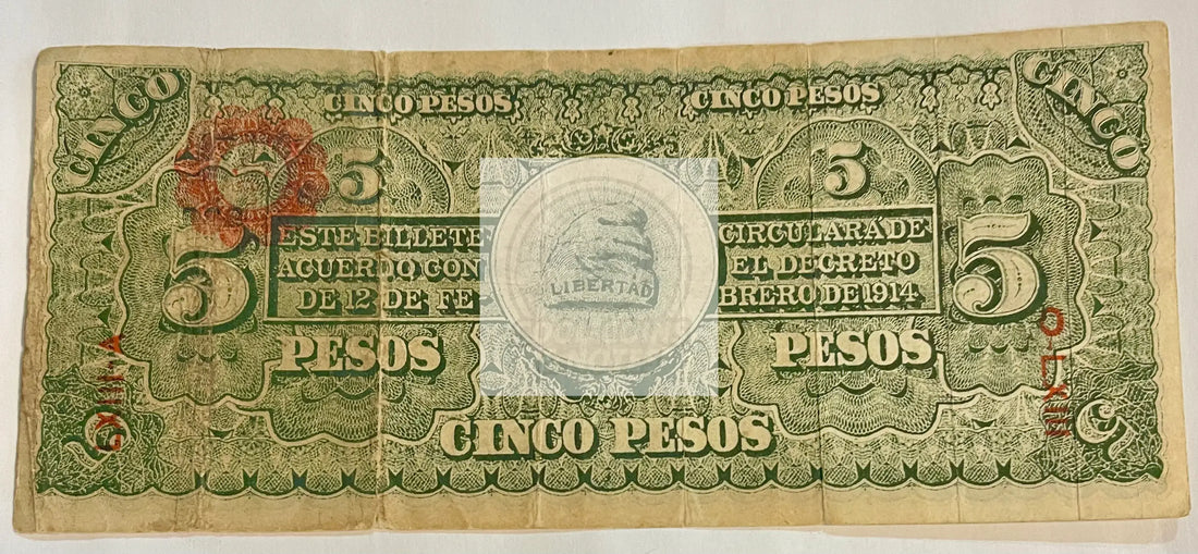 Mexico 1914 5 Pesos, P-S524 Ejercito Constitucionalist De Mexico - Cool Coins & Notes