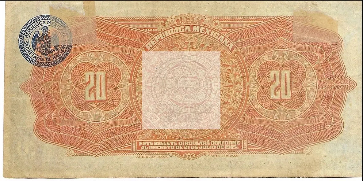 Mexico 1915 20 Pesos S687a Revolutionary Gobierno Constitucionalista VF - Cool Coins & Notes