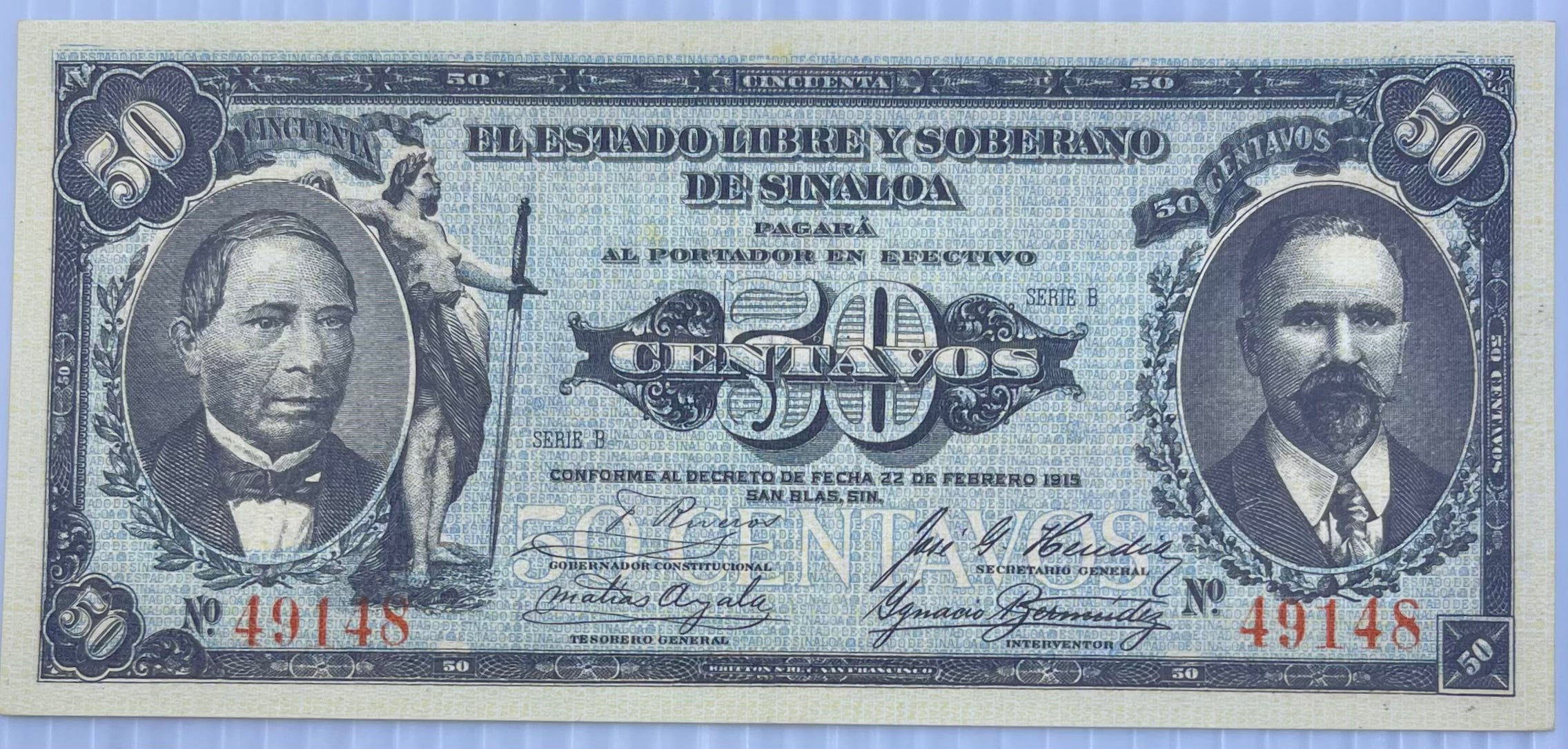 Mexico 1915 50 Centavos P-S1042 UNC World Banknote Sinaloa - Cool Coins & Notes