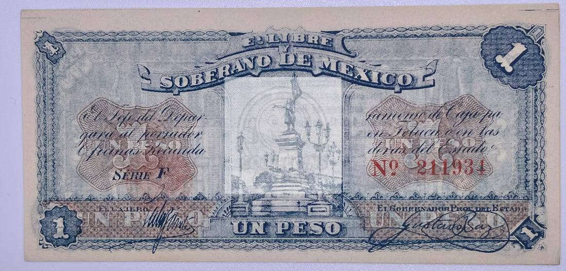 Mexico 1915 Libre and Soberano 1 Peso P-S881 UNC World Banknote  Banknot - Cool Coins & Notes