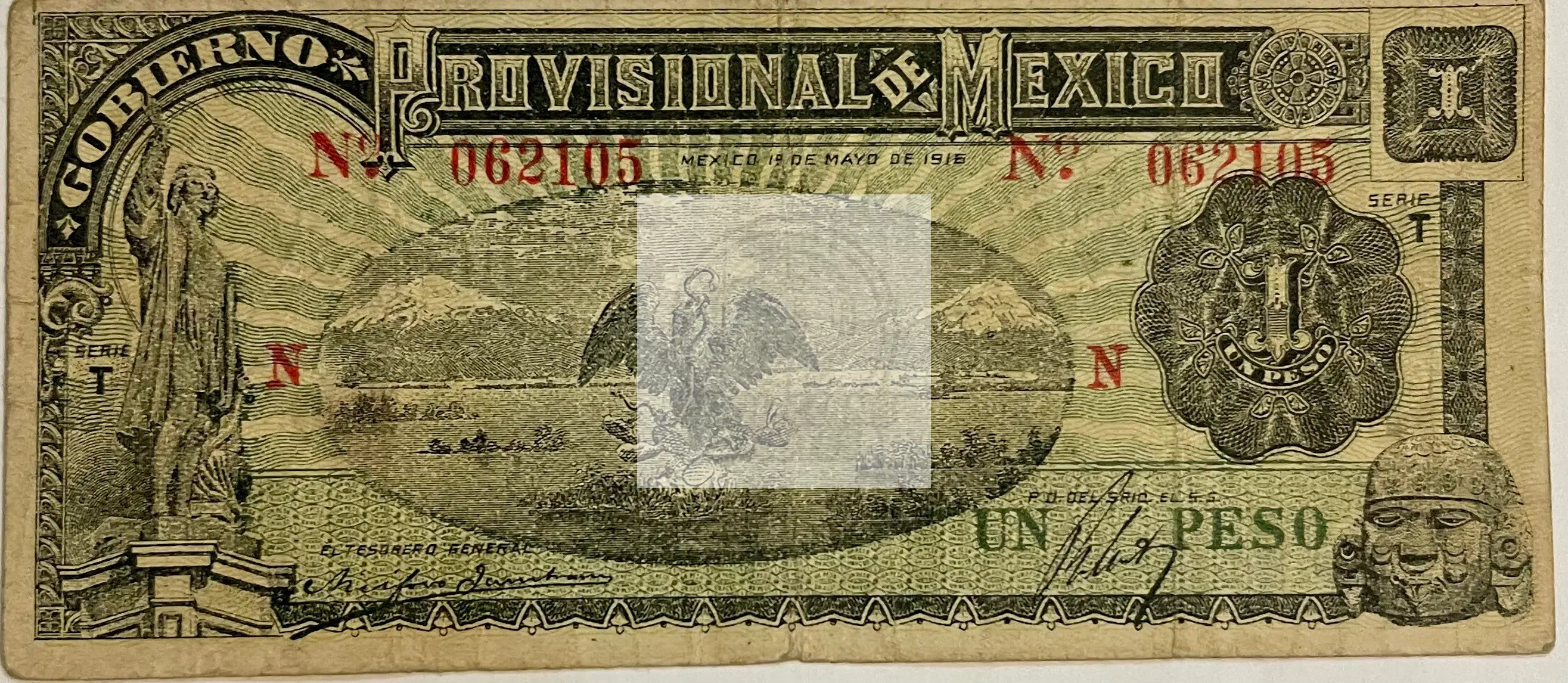 Mexico 1916 1 Peso 1.5.1916 Used Banknote - Cool Coins & Notes