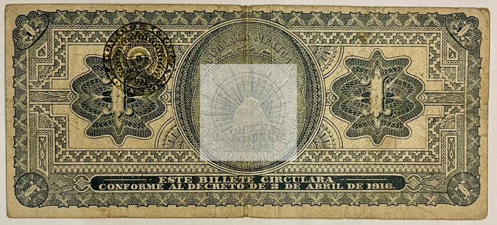Mexico 1916 1 Peso 1.5.1916 Used Banknote - Cool Coins & Notes