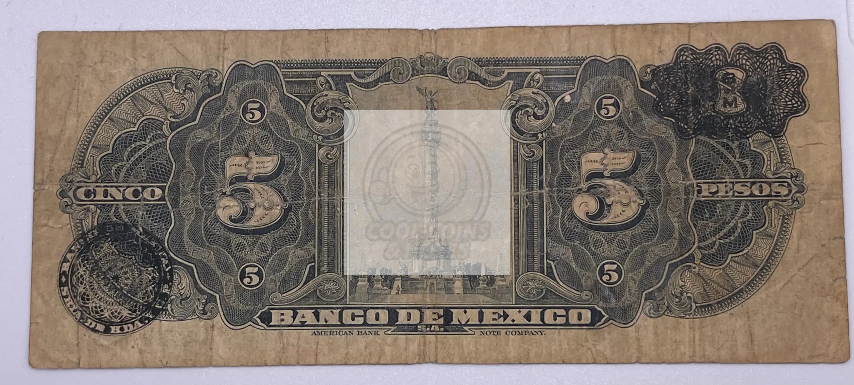 Mexico 1945 5 Pesos Jan 17 P34g, Used World Banknote - Cool Coins & Notes