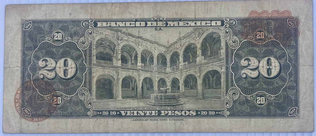 Mexico 1953 20 Pesos 1953 P-54b Used World Banknote - Cool Coins & Notes