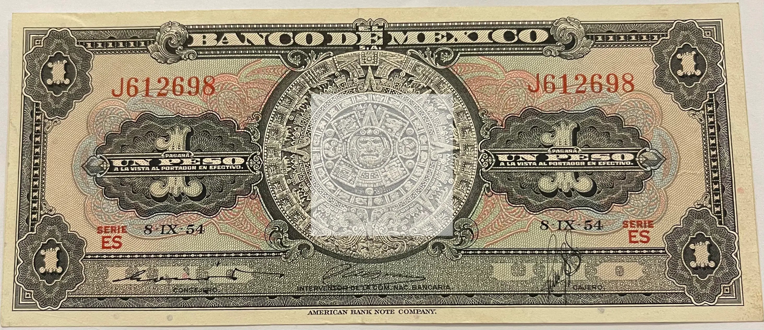 Mexico 1954 1 Peso P-59k.1 World Banknote From Lot - Cool Coins & Notes
