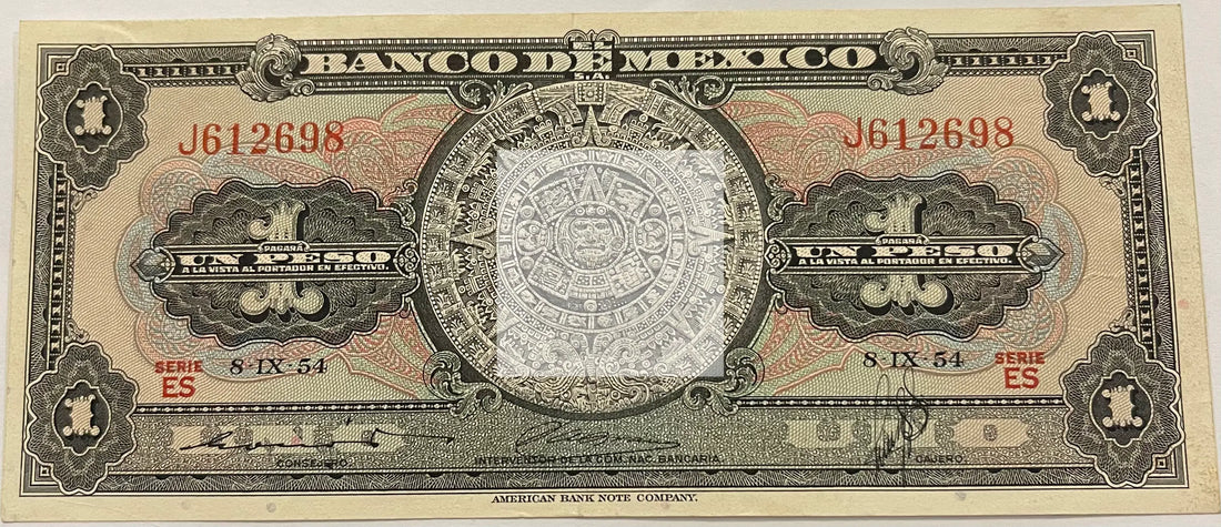Mexico 1954 1 Peso P-59k.1 World Banknote From Lot - Cool Coins & Notes