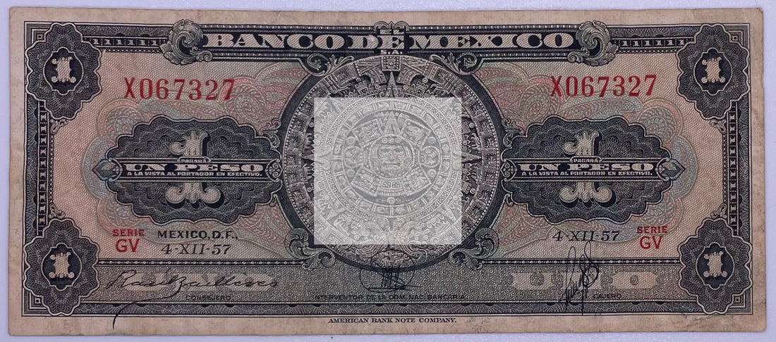 Mexico 1957 1 Peso P-59, Used,  World Banknote From Lot - Cool Coins & Notes