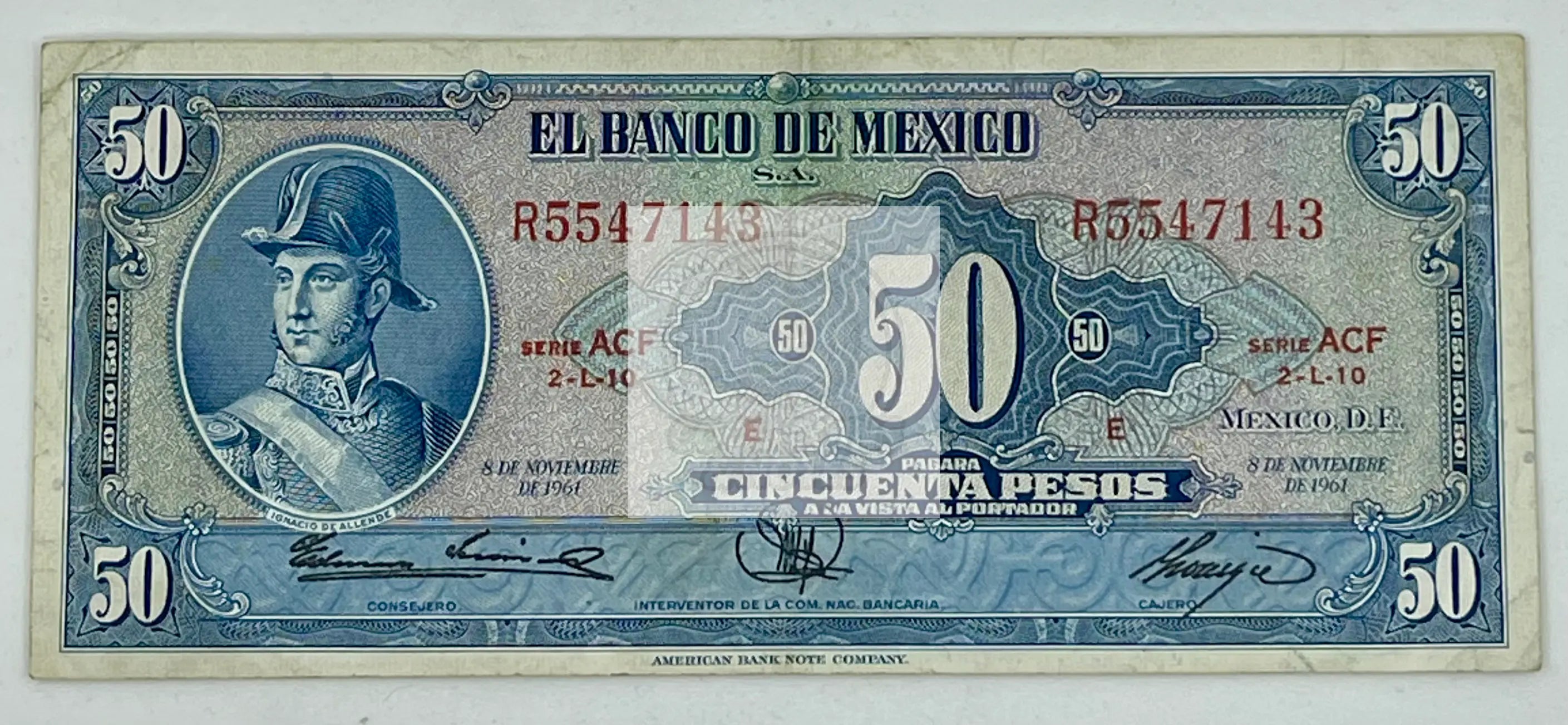 Mexico 1961 50 Pesos P49m.6, Used Banknote - Cool Coins & Notes