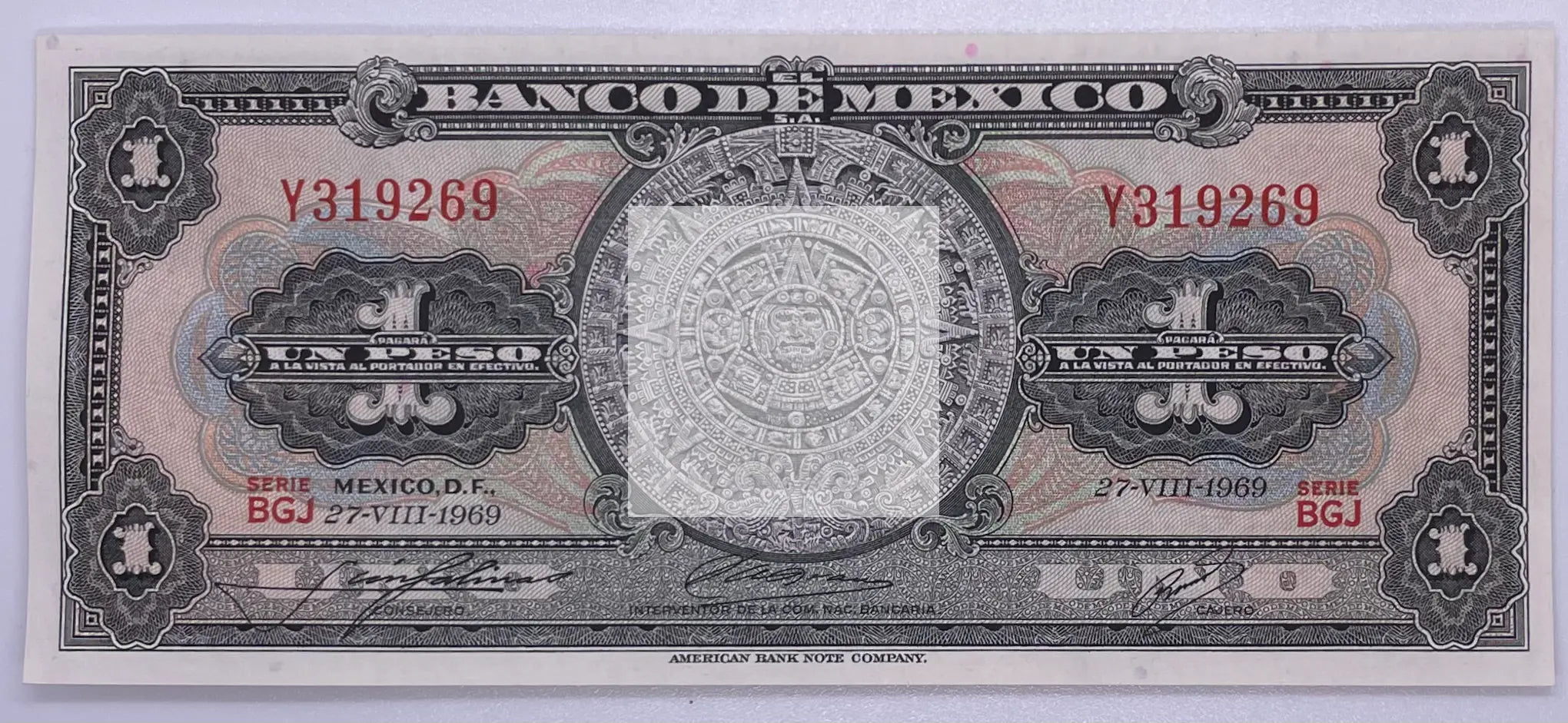 Mexico 1969 1 Peso 27 August P-59 , Used - Cool Coins & Notes
