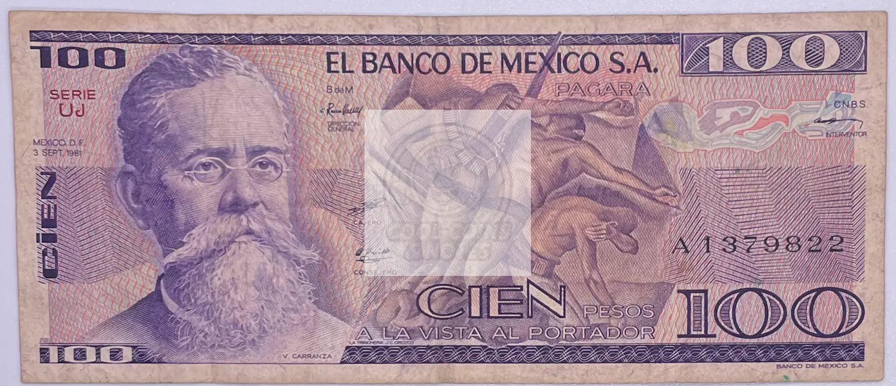 Mexico 1982 100 Pesos P-74c, Used Banknote - Cool Coins & Notes