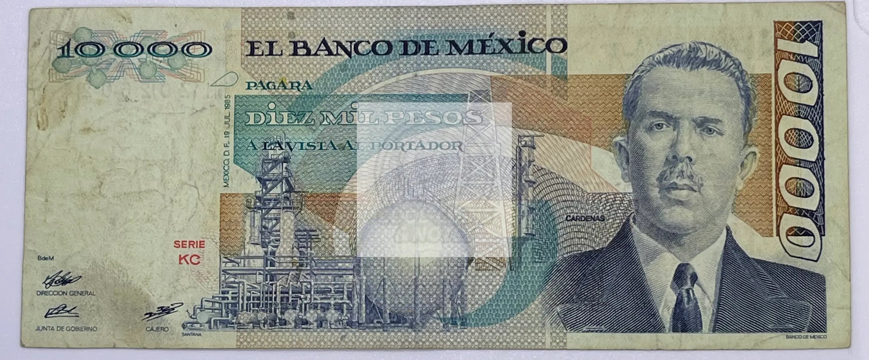 Mexico 1985 10000 10,000 Pesos, P-89b Used Banknote - Cool Coins & Notes