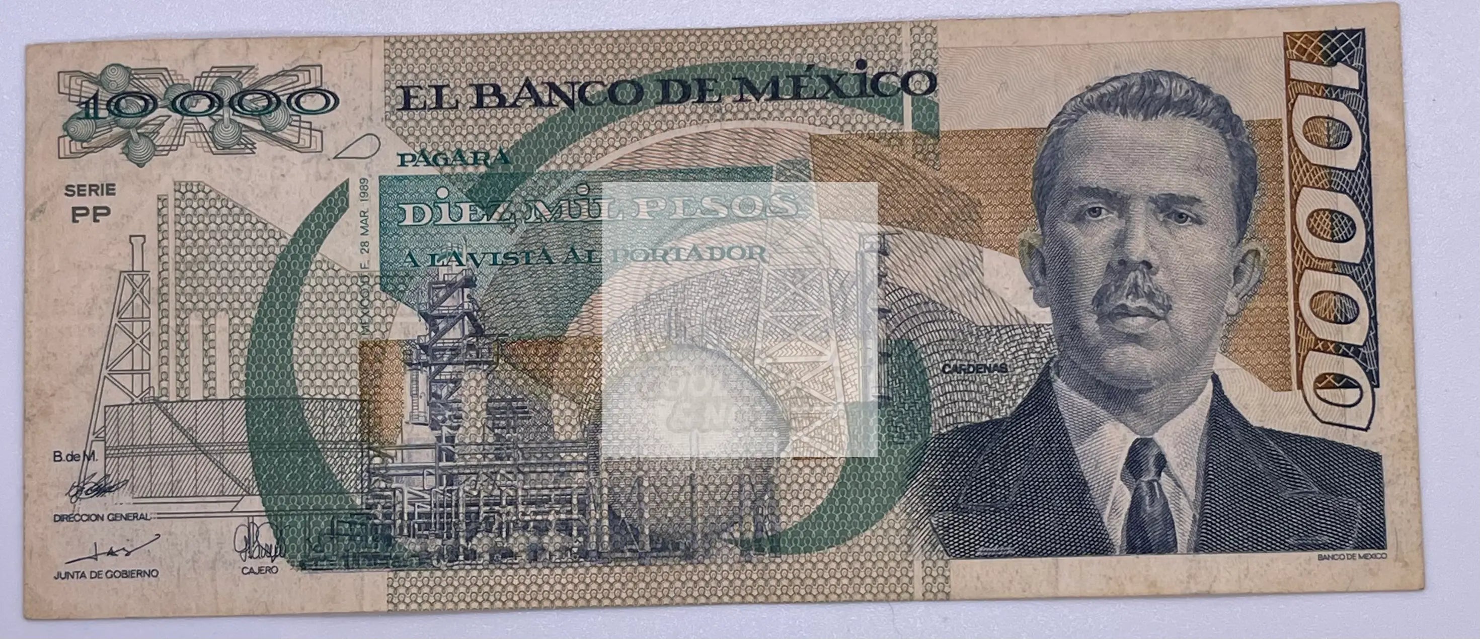 Mexico 1989 10000 10,000 Pesos, P-90c, Used Banknote - Cool Coins & Notes