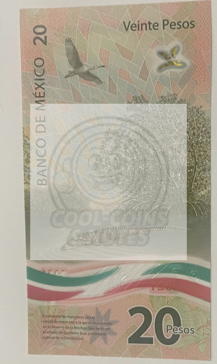 Mexico 20 Pesos Banknote, 2022, P-132f.2, UNC, Commemorative, Polymer - Cool Coins & Notes