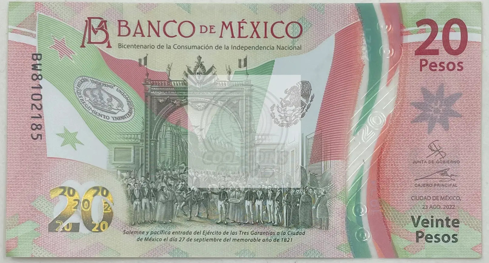 Mexico 20 Pesos Banknote, 2022, P-132f.3, UNC, Commemorative, Polymer - Cool Coins & Notes