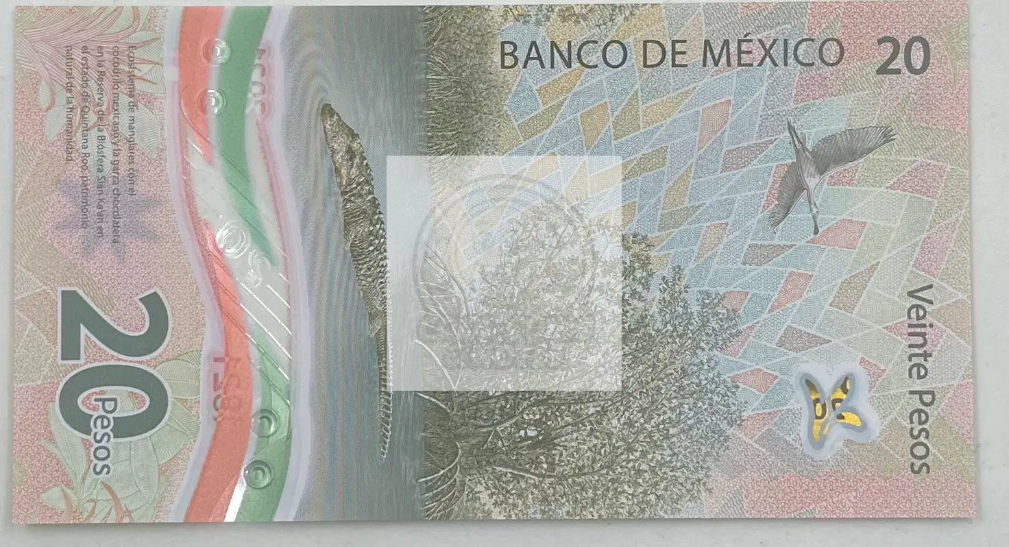Mexico 20 Pesos Banknote, 2022, P-132g.2, UNC, Commemorative, Polymer - Cool Coins & Notes