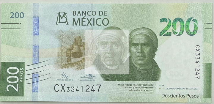 Mexico 200 Pesos, 2021, P-135d.5, UNC - Cool Coins & Notes