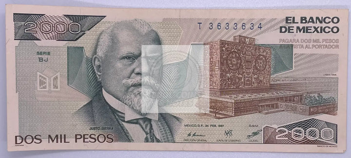 Mexico 2000 (2,000) Pesos, 1985-1989 P-86 VF - Cool Coins & Notes