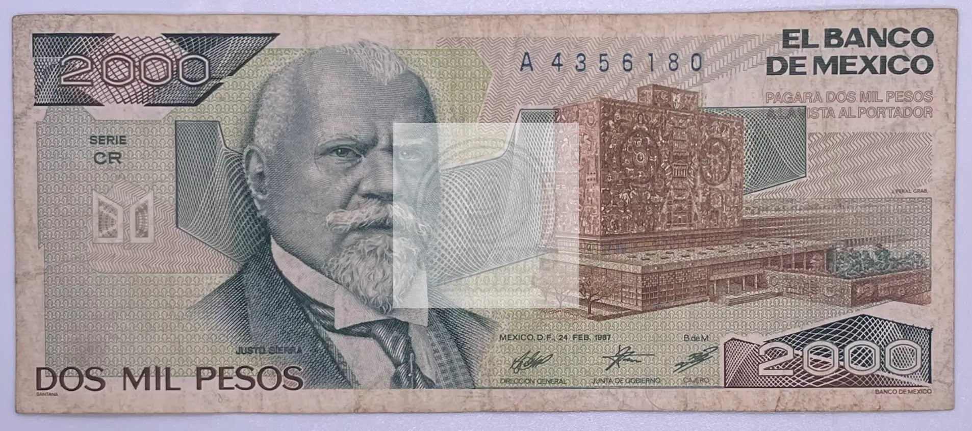 Mexico 2000 (2,000) Pesos, 1985-1989 P-86, Used World Banknote Currency - Cool Coins & Notes