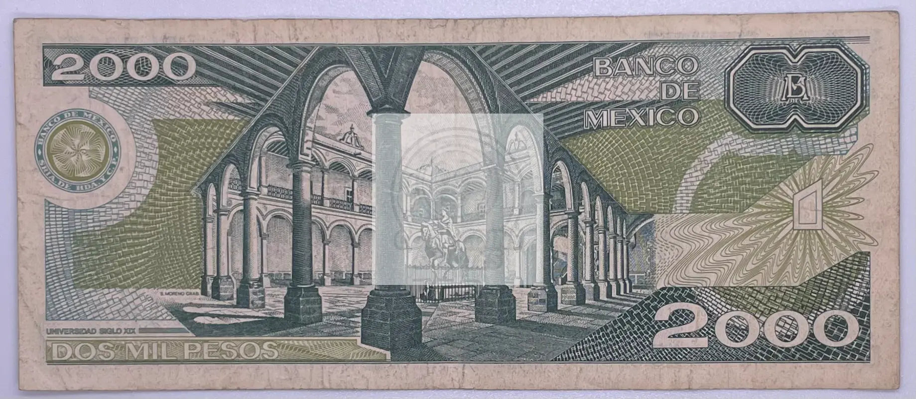 Mexico 2000 (2,000) Pesos, 1985-1989 P-86, Used World Banknote Currency - Cool Coins & Notes