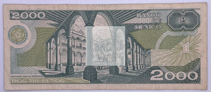 Mexico 2000 (2,000) Pesos, 1985-1989 P-86, Used World Banknote Currency - Cool Coins & Notes