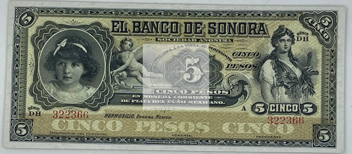 Mexico 5 Pesos Sonara S-4195 UNC, World Banknote - Cool Coins & Notes