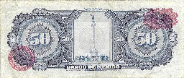 Mexico 50 Pesos Banknote, 1963, P-49n.6, Circulated, Series ACF - Cool Coins & Notes