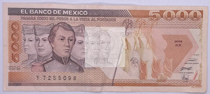 Mexico 5000 Pesos 1989 P-88c.4  Obverse