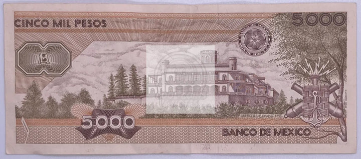 Mexico 5000 Pesos 1989 P-88c.4  Reverse