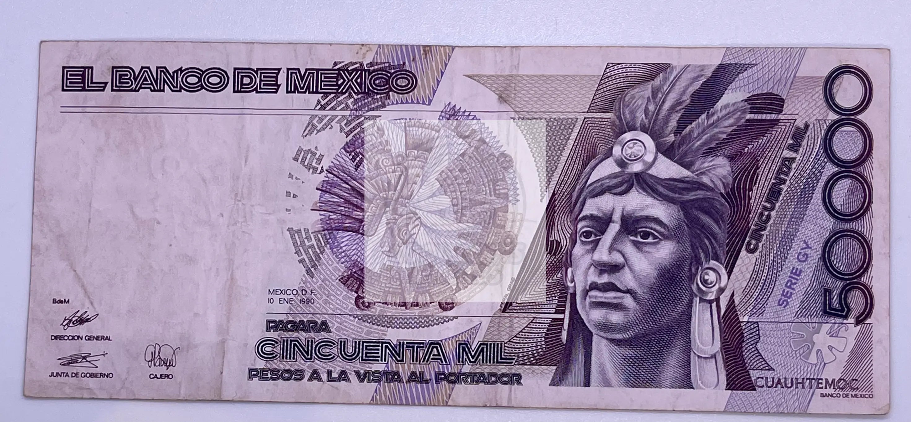 Mexico 50,000 Pesos, 1990, P-93b.6, Used, Series GY - Cool Coins & Notes