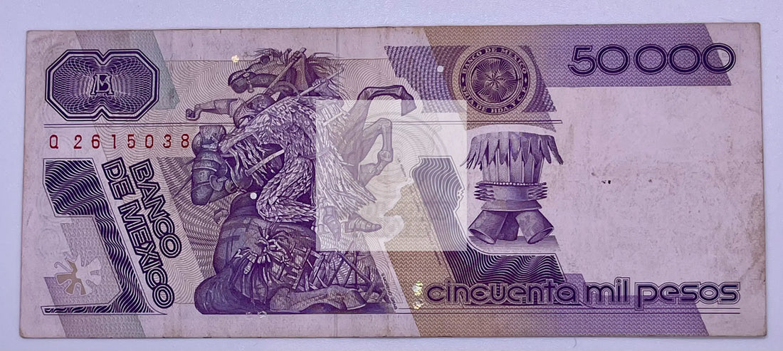 Mexico 50,000 Pesos, 1990, P-93b.6, Used, Series GY - Cool Coins & Notes