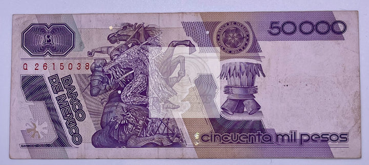 Mexico 50,000 Pesos, 1990, P-93b.6, Used, Series GY - Cool Coins & Notes