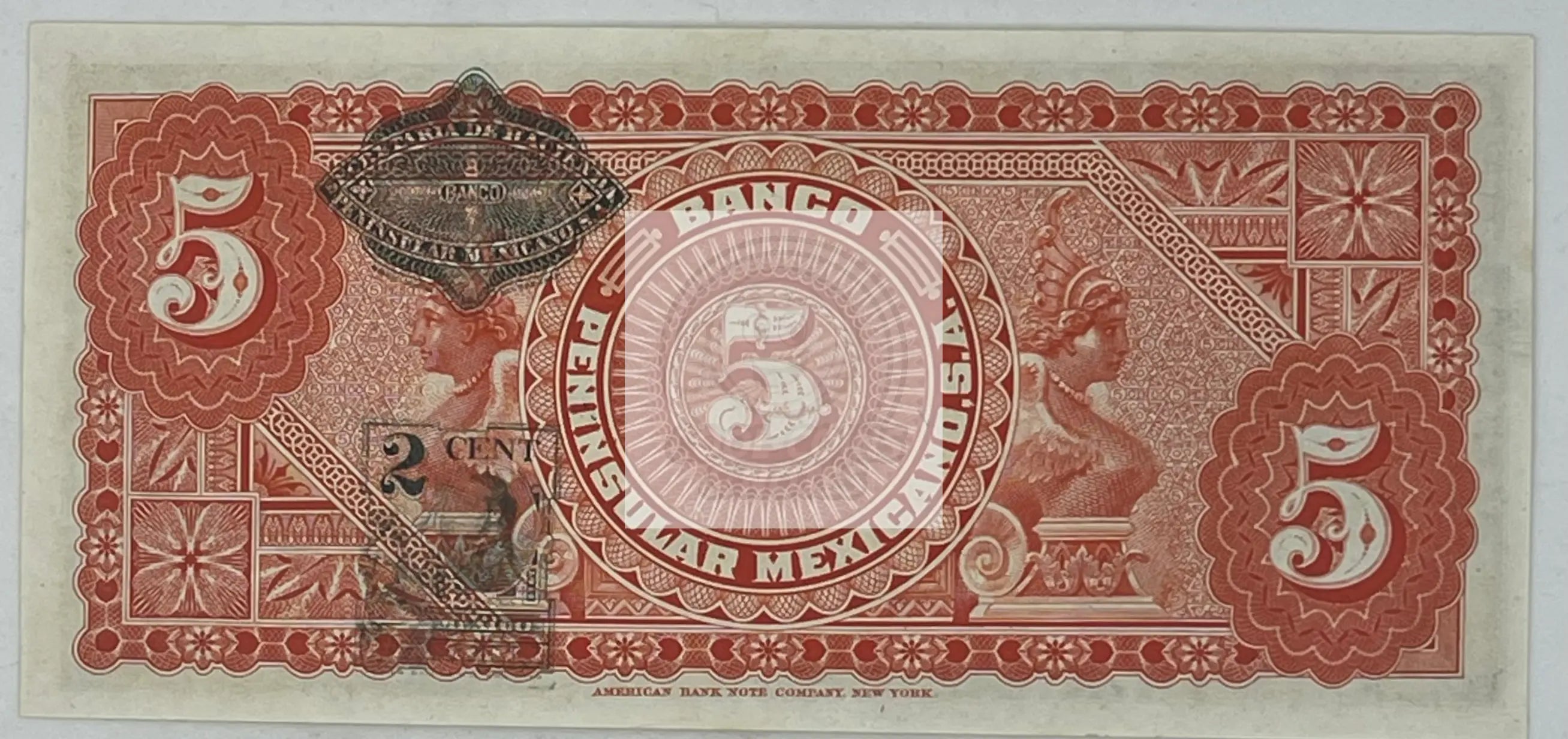 Mexico, Banco Peninsular Mexicano 1914 5 Pesos P#S465a UNC - Cool Coins & Notes